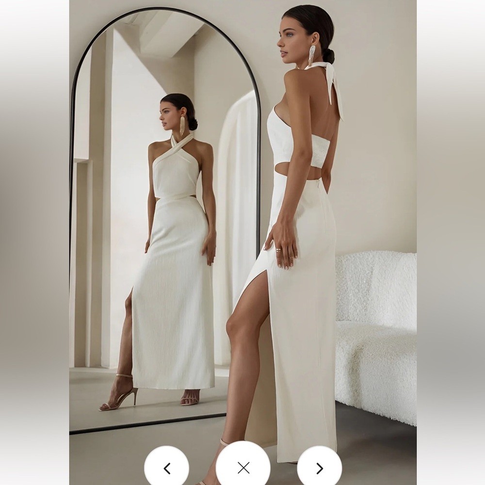 Elegant White Halter Maxi Dress